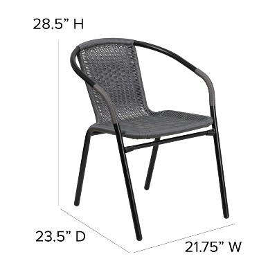 Elegant Gray Rattan Stackable Indoor-Outdoor Dining Chair Set