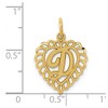 Black Bow Jewelry 14k Yellow Gold, Grace Collection, Satin Heart Initial D Pendant, 15mm - 4 of 4