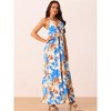 Seta T Women's Summer V Neck Boho Sleeveless Adjustable Spaghetti Strap Floral Maxi Sundress - 2 of 4