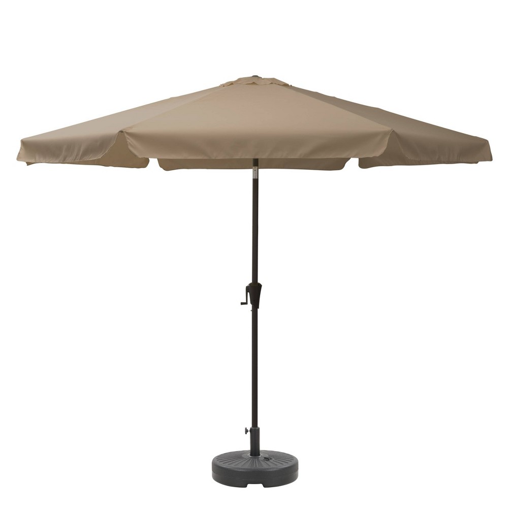 Photos - Parasol CorLiving 10' x 10' Tilting Market Patio Umbrella with Base Sandy Brown  