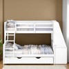 Twin over Full Bunk Bed with Trundle, Built-in Desk, 3 Storage Drawers & Shelf, Guardrails & Ladder - 2 of 4