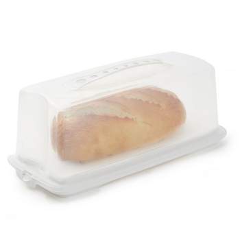 Juvale Plastic Bread Box Container with Lid and Handle, Storage Container for Kitchen (14.5 x 5.75 x 6.25 In)