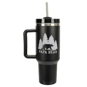 Elanze Designs Papa Bear Forest Trees Dad Grandpa 40 oz. Stainless Steel, Large Water Bottle Coffee Mug, Spill & Leak Resistant, Thermal Travel - 1 of 1