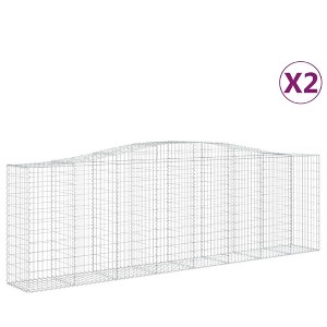vidaXL Arched Gabion Baskets - Set of 2, Galvanized Iron Construction with Reinforced Hooks, Stylish and Easy-to-Assemble Garden Barriers - 1 of 4