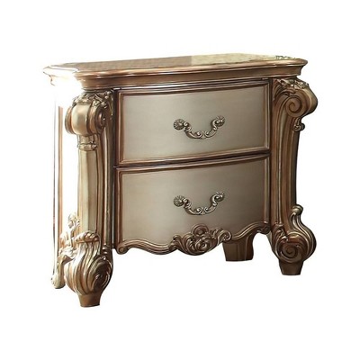 Vendome Antique Gold Patina and Bone Two-Drawer Nightstand