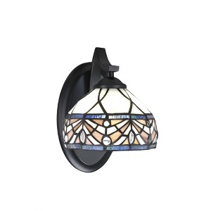 Toltec Lighting Zilo 1 - Light Sconce in  Matte Black with 7" Royal Merlot Art Glass Shade - 1 of 1