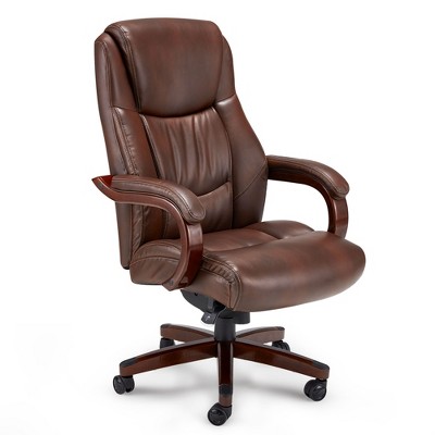 JOMEED CC82 Delano Big and Tall Executive Office Chair with Ergonomic  Lumbar Support, Adjustable Height, and Comfort Core Memory Foam, Brown  Leather