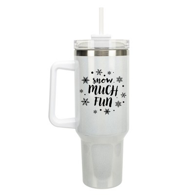 100 North Snow Much Fun Winter Wonderland Wrap-Around 40 Oz. Stainless Steel Water Bottle Coffee Mug, Spill & Leak Resistant, Travel Tumbler with