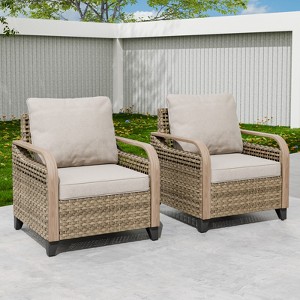 EAGLE PEAK Wicker Outdoor Chair, Patio Chair Curved Armrest - 1 of 4