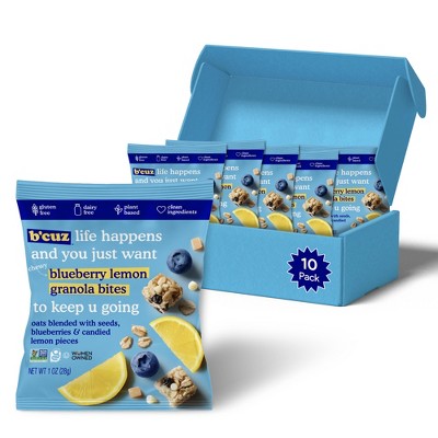 B'cuz Blueberry Lemon Granola Bites 1oz-bag Gluten Free Healthy Snacks ...