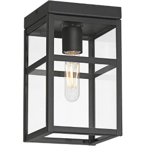 John Timberland San Lucas 10 1/4" High Sand Black Outdoor Flushmount Ceiling Light - 1 of 4