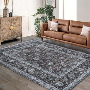 Boho Living Room Rugs Washable Non Slip Vintage Area Rug Soft Low Pile Thin Floor Carpet for Living Room Bedroom Dining Room - 1 of 4