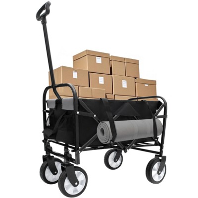 BEAFUP Utility Foldable Wagon Cart with Strapping System, 225 Lbs Capacity - All-Terrain 360° Wheels,for Beach,Shopping,Camping,Family Outings