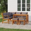 vidaXL Patio Dining Set Natural Wood Solid Acacia wood 6 Piece Modular - 2 of 4