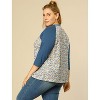 Agnes Orinda Women's Plus Size Round Neck 3/4 Raglan Sleeves Floral Printed Dressy Casual Peasant Tops - 4 of 4
