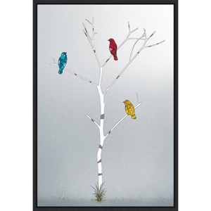 16" x 23" Three In A Tree by Marvin Pelkey Framed Canvas Wall Art - Amanti Art: Modern Lithograph, Sawtooth Back, Polystyrene Frame - 1 of 4