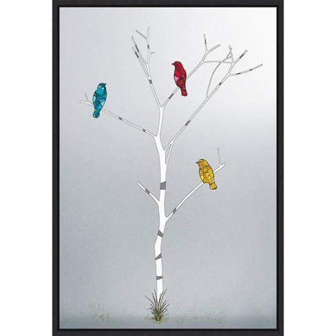 16" x 23" Three In A Tree by Marvin Pelkey Framed Canvas Wall Art - Amanti Art: Modern Lithograph, Sawtooth Back, Polystyrene Frame - image 1 of 4