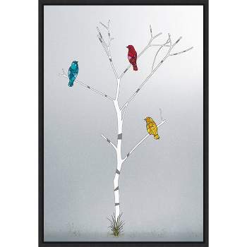 16" x 23" Three In A Tree by Marvin Pelkey Framed Canvas Wall Art - Amanti Art