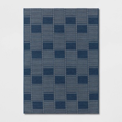 5'x7' Checkered Bricks Rectangular Woven Outdoor Area Rug Indigo - Threshold™