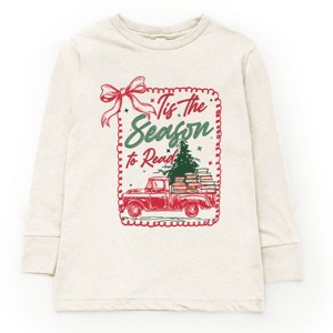 Tis The Season To Read Red Truck - Youth Long Sleeve Graphic T-Shirt - 1 of 4