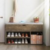 2-Tier Wooden Shoe Storage Bench with Flip Top Storage Space and Padded Cushion - 4 of 4
