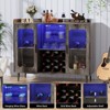 Aheaplus Sideboard Buffet with Charge Station and LED Light, Farmhouse Bar Cabinet with Wine Holder - 4 of 4