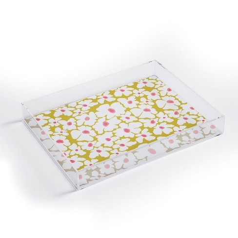 Henrike Schenk - Travel Photography Pink Flowers by the Ocean Small Acrylic  Tray - Deny Designs