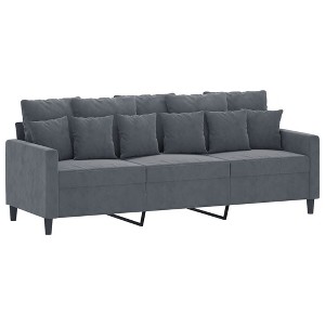 vidaXL 3-Seater Sofa in Dark Gray - Velvet Fabric with Metal Frame, Comfortable Padded Seats and Armrests, Eye-Catching Modern Design - 1 of 4