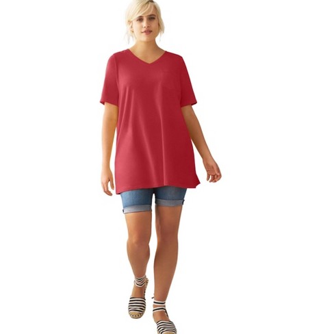 ellos Women's Plus Size V-Neck A-Line Tunic - image 1 of 4