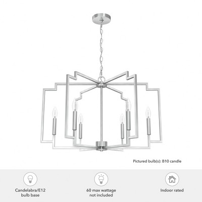 Zoanne 30.25" 6-Light Chandelier Brushed Nickel Ceiling Light - Stunning Geometric Fixture for Indoor Spaces