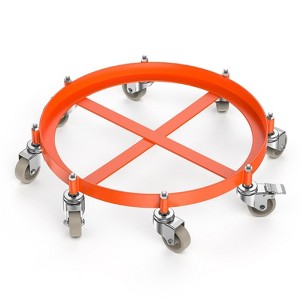 55 Gallon Drum Dolly, Heavy Duty 2000 Lbs Capacity Dolly Cart with 8 Swivel Casters & Cross Braces, Steel Frame - 1 of 4