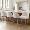 Bekrvio 26'' Counter Height Swivel Bar Stools Set of 4 —Backs and Wood Legs,Linen Fabric/PU Leather Upholstered Barstools for Kitchen Island - 3 of 4