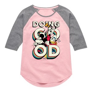 Girls' - Disney - Mickey & Friends Shirt Tail Raglan Graphic T-shirt - 1 of 4