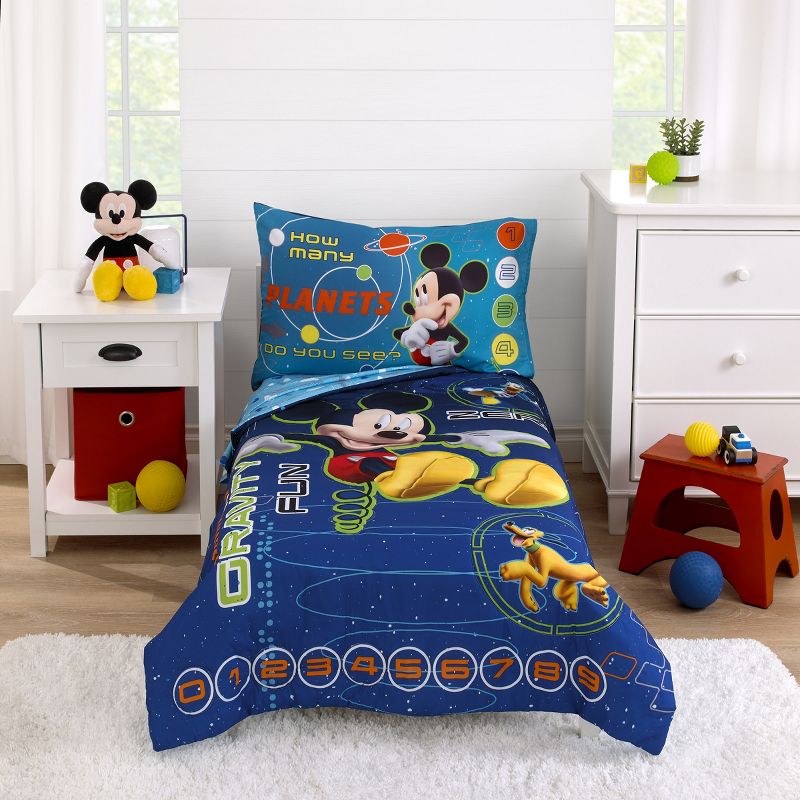 Disney Mickey Mouse Zero Gravity 4 Piece Toddler Bed Set, 1 of 7
