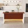 KWPZQEB 63" Modern Kitchen Island, Imitation Marble Rectangle Dining Table with LED & Grille Design for Dining Room, Living Room, Bar, Office - 2 of 4