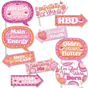 Big Dot of Happiness Funny Hot Girl Bday - Vintage Cake Birthday Party Photo Booth Props Kit - 10 Piece - 1 of 4