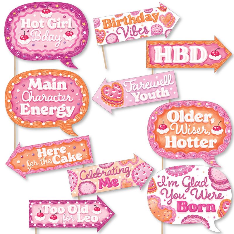 Big Dot of Happiness Funny Hot Girl Bday - Vintage Cake Birthday Party Photo Booth Props Kit - 10 Piece, 1 of 6