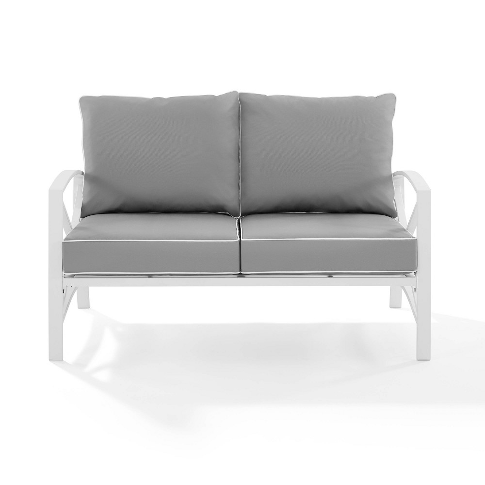 Photos - Garden Furniture Crosley Kaplan Loveseat White/Gray  