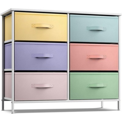 Sorbus 6 Drawers Dresser- Storage Unit with Steel Frame, Wood Top, Fabric Bins - for Bedroom, Closet, Office and more
