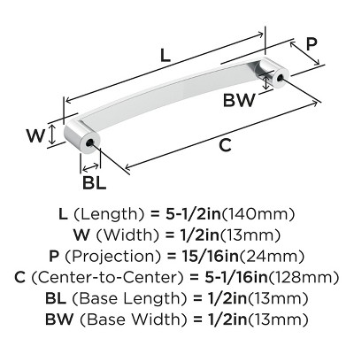 Polished Chrome 5-1/16 Inch Modern Arch Cabinet Pull