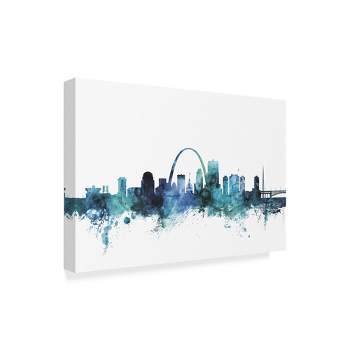 Trademark Fine Art -Michael Tompsett 'St Louis Missouri Blue Teal Skyline' Canvas Art