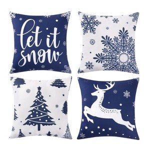 Christmas Decorations Velvet Pillow Covers 18x18 Inch Set of 4 Decorative Pillows Winter Holiday Decor Throw Cushion Covers for Sofa Couch - 1 of 4