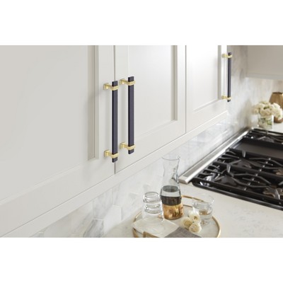 6-5/16 inch Brushed Gold and Black Bar Cabinet Pull