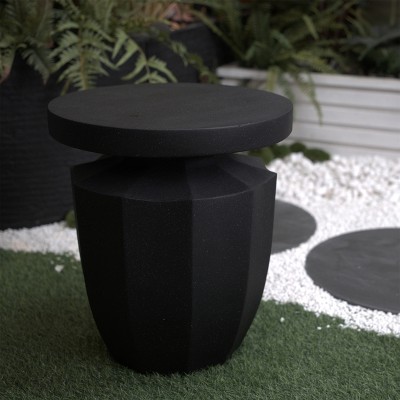 Modern Dining Table with Printed Grain Top, Round Patio Table for Garden, Heavy Duty Patio Sturdy Faux Terrazzo Accent Table for Indoor Outdoor
