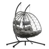 DSVIMOY 2 Persons Egg Chairs, Patio Egg Chair with Stand, Patio Hanging Egg Chair for Bedroom Living Room Balcony, Dark Gray, 58.2"*37"*74.8" - 2 of 4