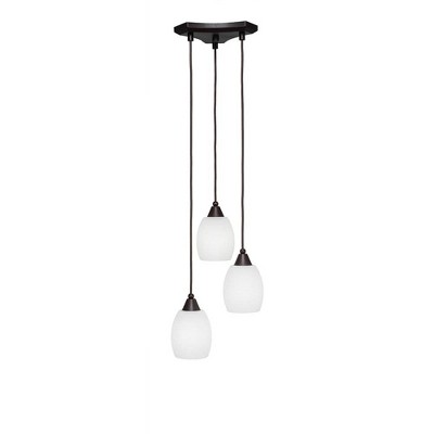 Toltec Lighting Europa 3 - Light Pendant in  Dark Granite with 5" White Linen  Shade
