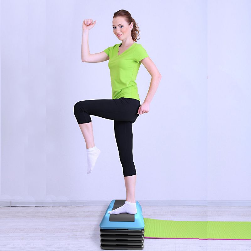 Costway 16''Aerobic Step System 4 Risers Fitness Exercise Stepper Platform Cardio Workout, 4 of 10