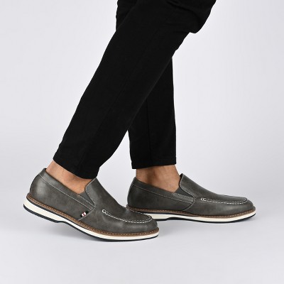 Harrison Modern Grey Faux Leather Casual Loafers with Comfort Foam