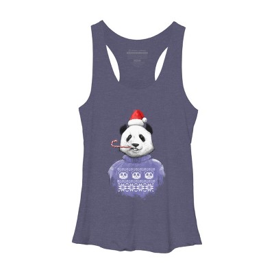 Women's Design By Humans Christmas panda By NikKor Racerback Tank Top