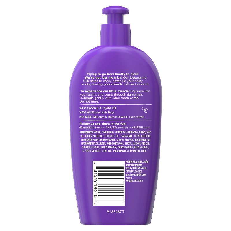 Aussie Miracle Curls with Coconut Oil Paraben Free Detangling Milk Treatment - 6.7 fl oz, 3 of 14
